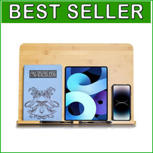 Load image into Gallery viewer, Hands-Free Recipe Stand - Extra Large Bamboo Book Holder for Home &amp; Office Use