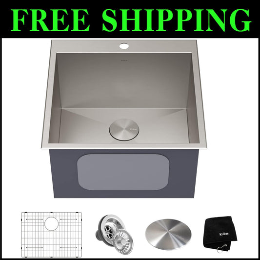 Durable 22-Inch Stainless Steel Laundry Sink with Premium Bottom Grid Included