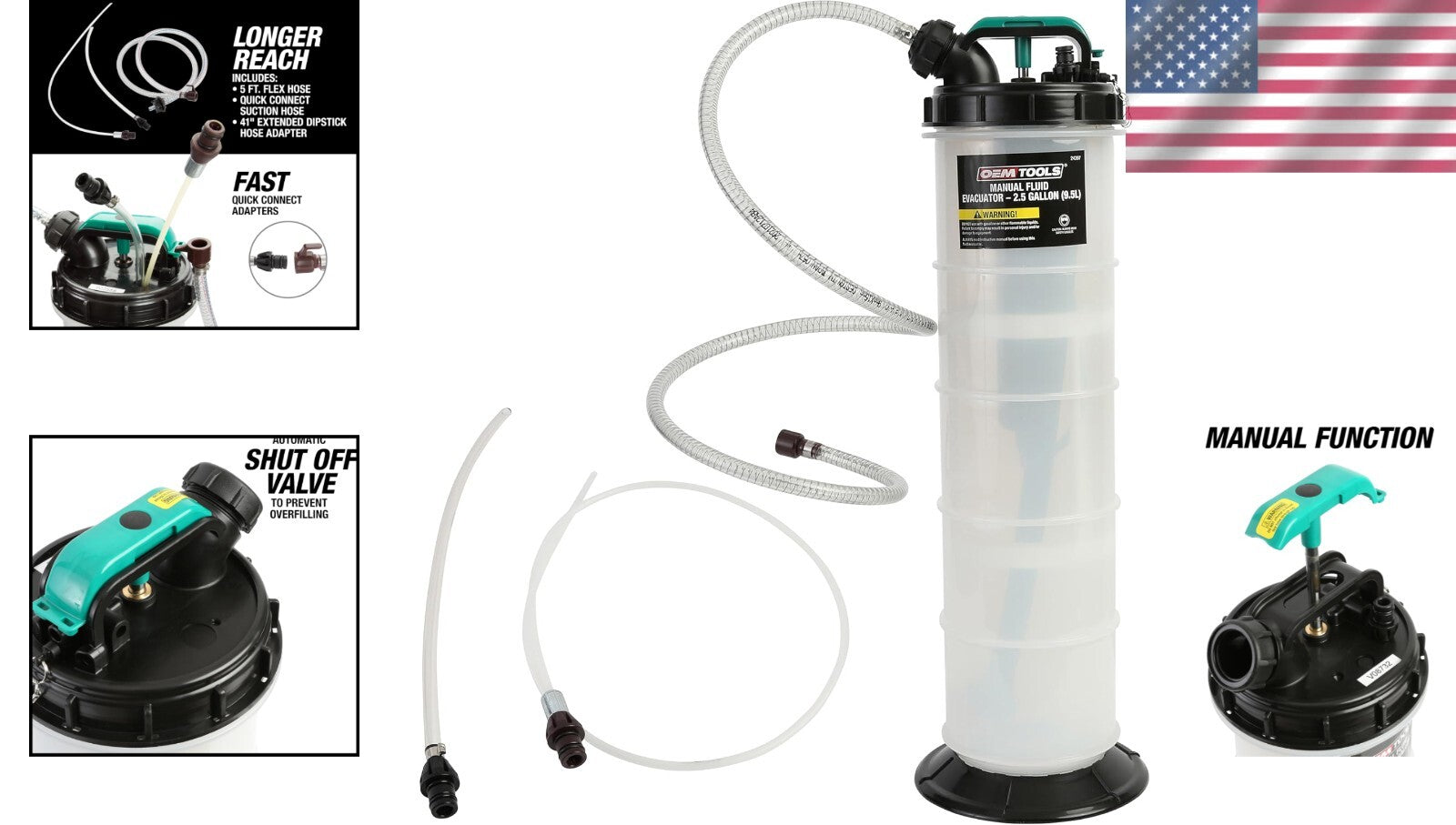 2.5 Gallon Manual Fluid Extractor with 5ft Suction Hose for DIY Mechanics