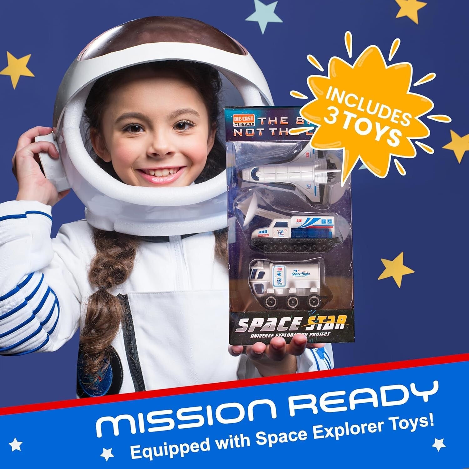 Deluxe Space Explorer Tent - LED Lights, Sounds & 3 Space Toys for Imagination