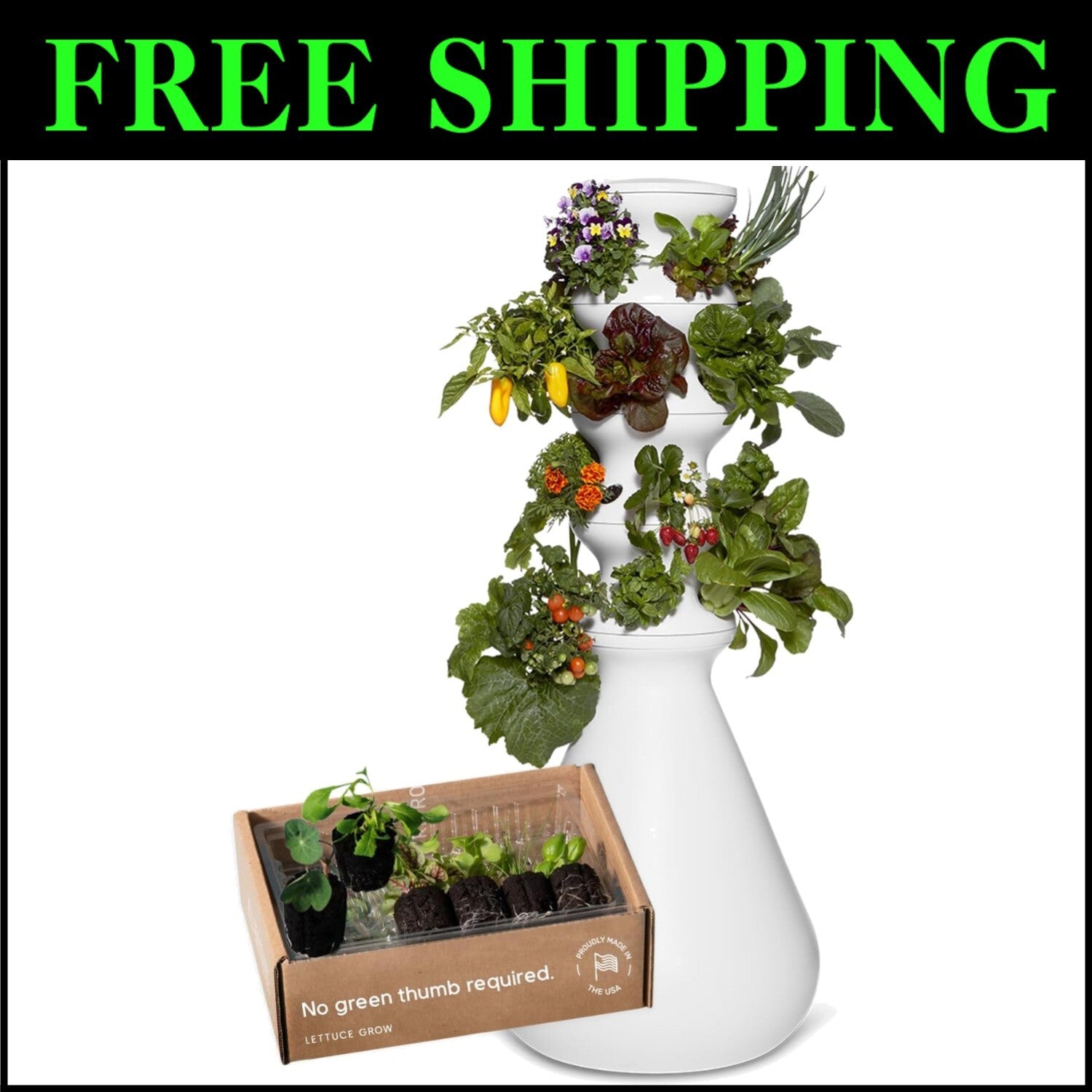 Medium Hydroponic Growing System with 24 Pre-Grown Plants - Self-Watering Tower