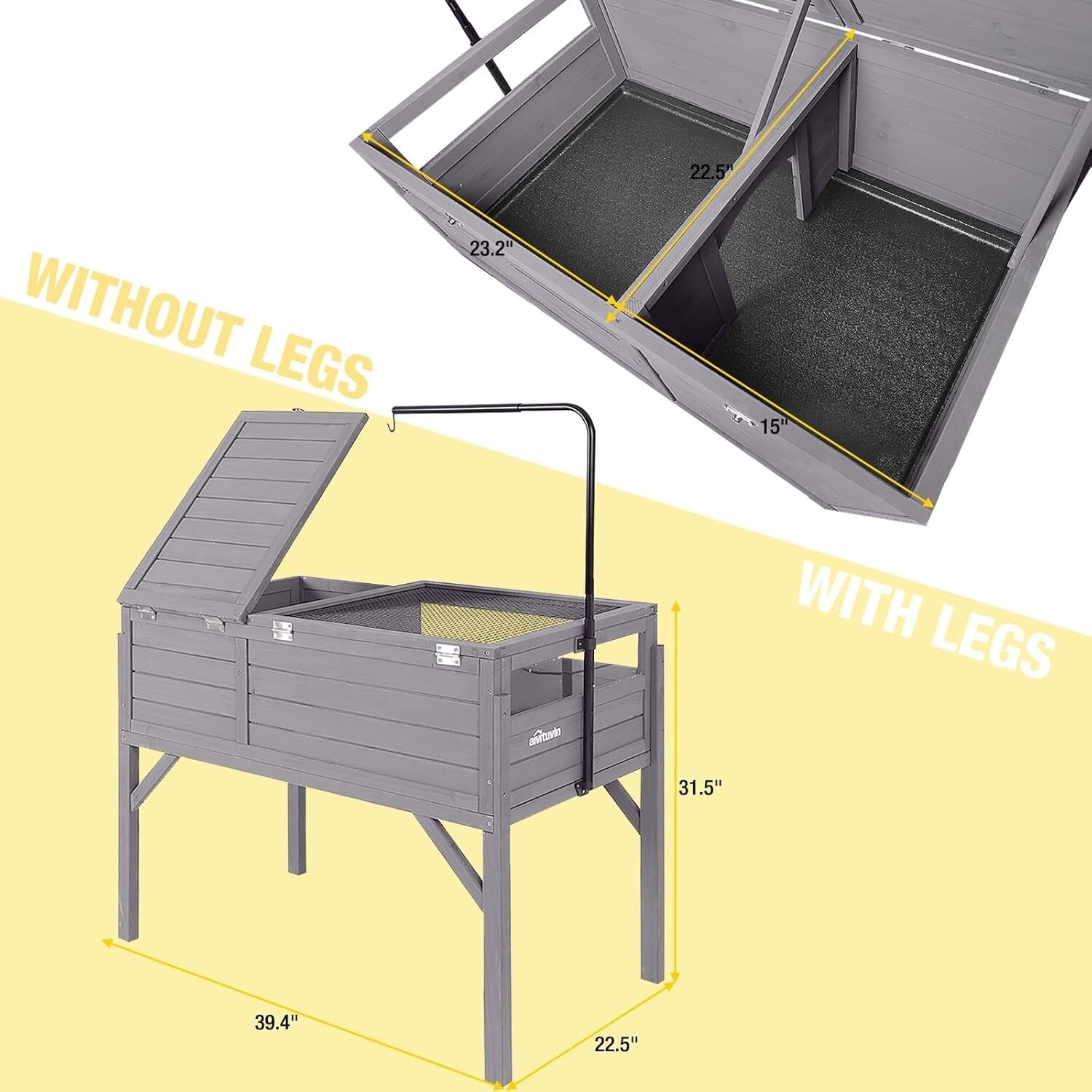 Spacious Wooden Tortoise House with Detachable Legs and Multifunctional Design