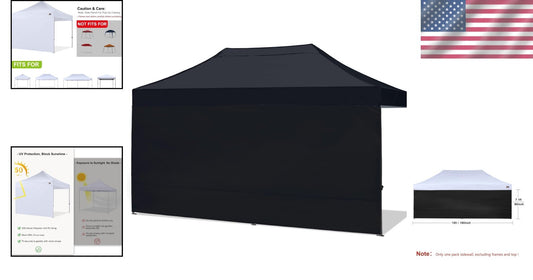 Durable Black Canopy Sidewall 10x20 FT - UV Protection for Outdoor Events