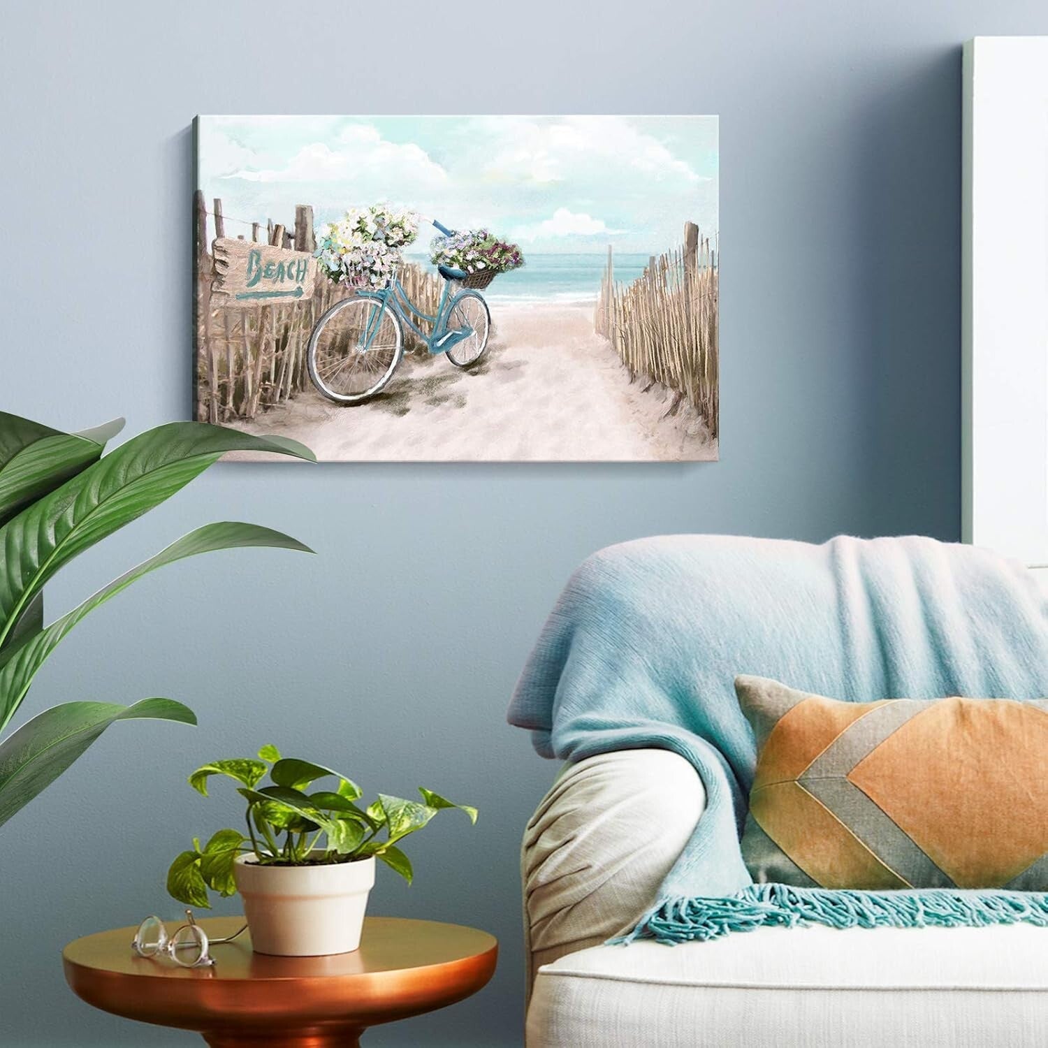 Chic 24x16 Coastal Wall Art - Relaxing Seascape Canvas for Bedroom and Bathroom