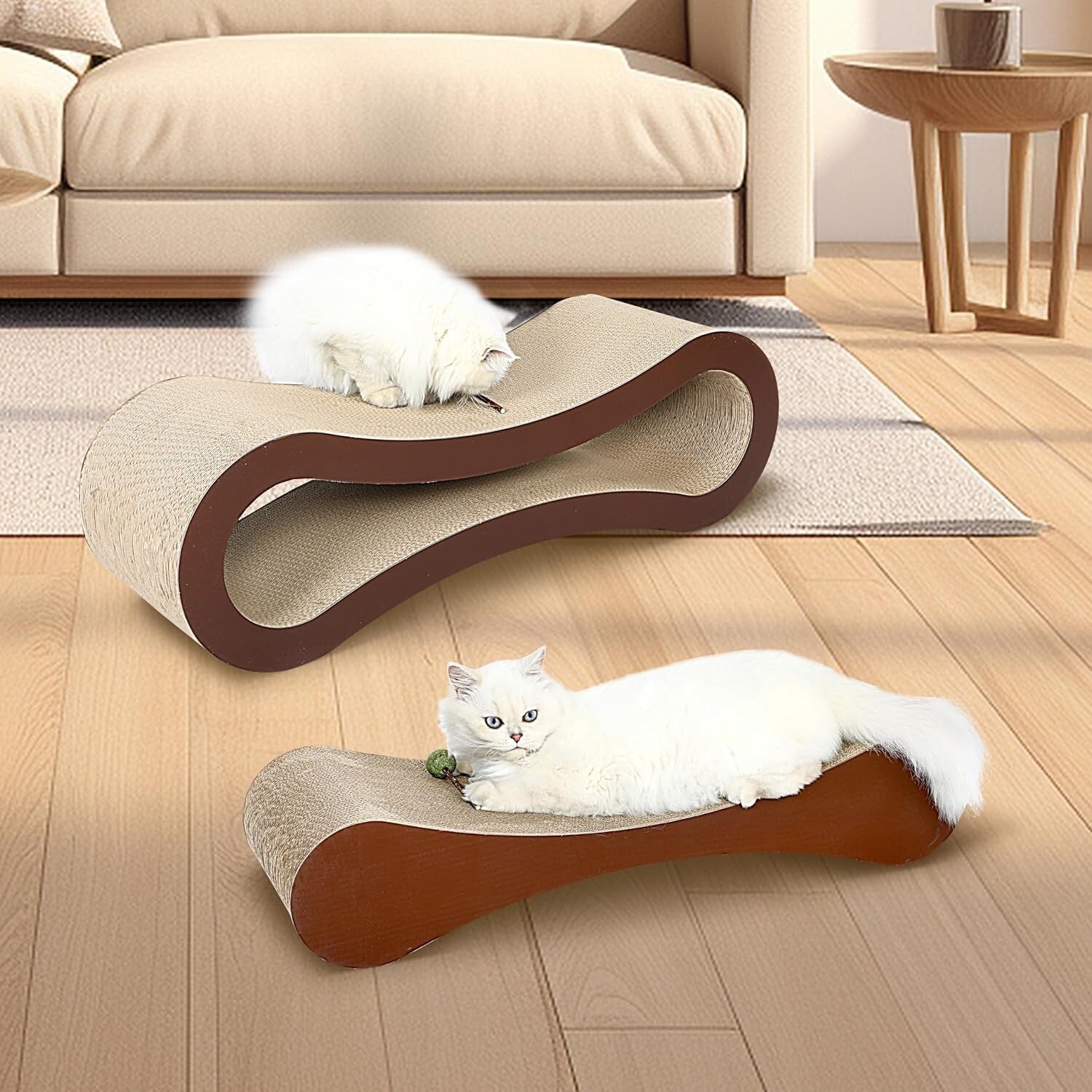X-Large 2-in-1 Cat Scratcher & Cozy Lounge - Ergonomic Frosty Infinity Shape