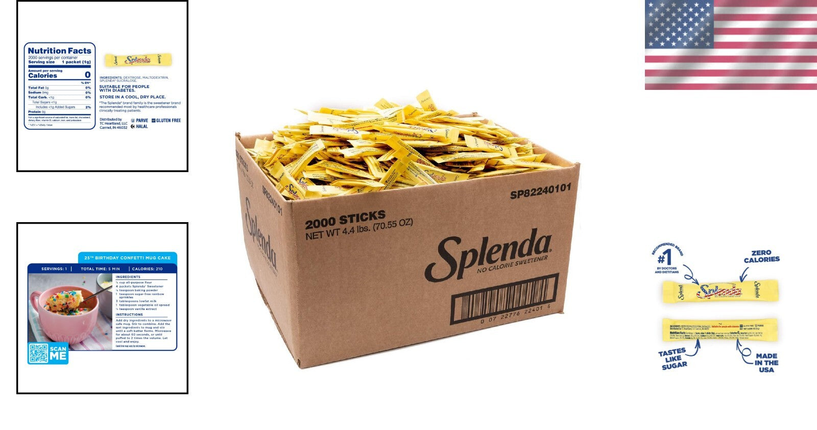 2000 Count Zero Calorie Sucralose Sweetener Sticks - Perfect for Beverages