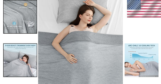 Dual-Sided Arc-Chill Cooling Blanket - 51" x 67" Grey Throw for Ultimate Comfort