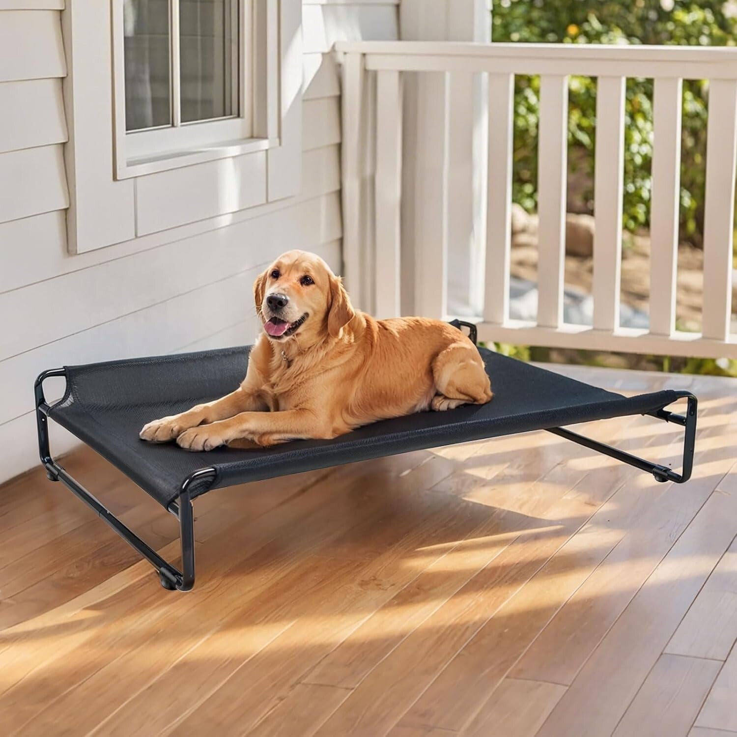 Portable Elevated Dog Bed with Anti-Slip Feet and Cooling Design for Large Dogs