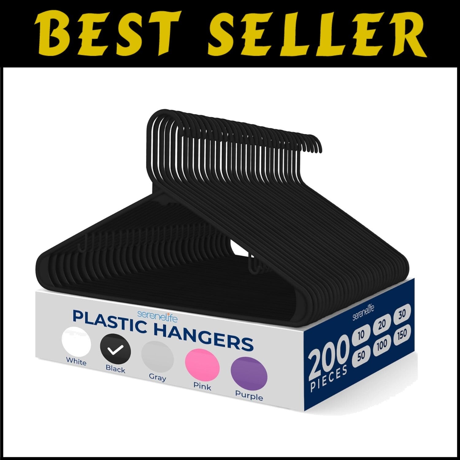 Durable Non-Slip Plastic Hangers - Set of 200 for Efficient Closet Organization