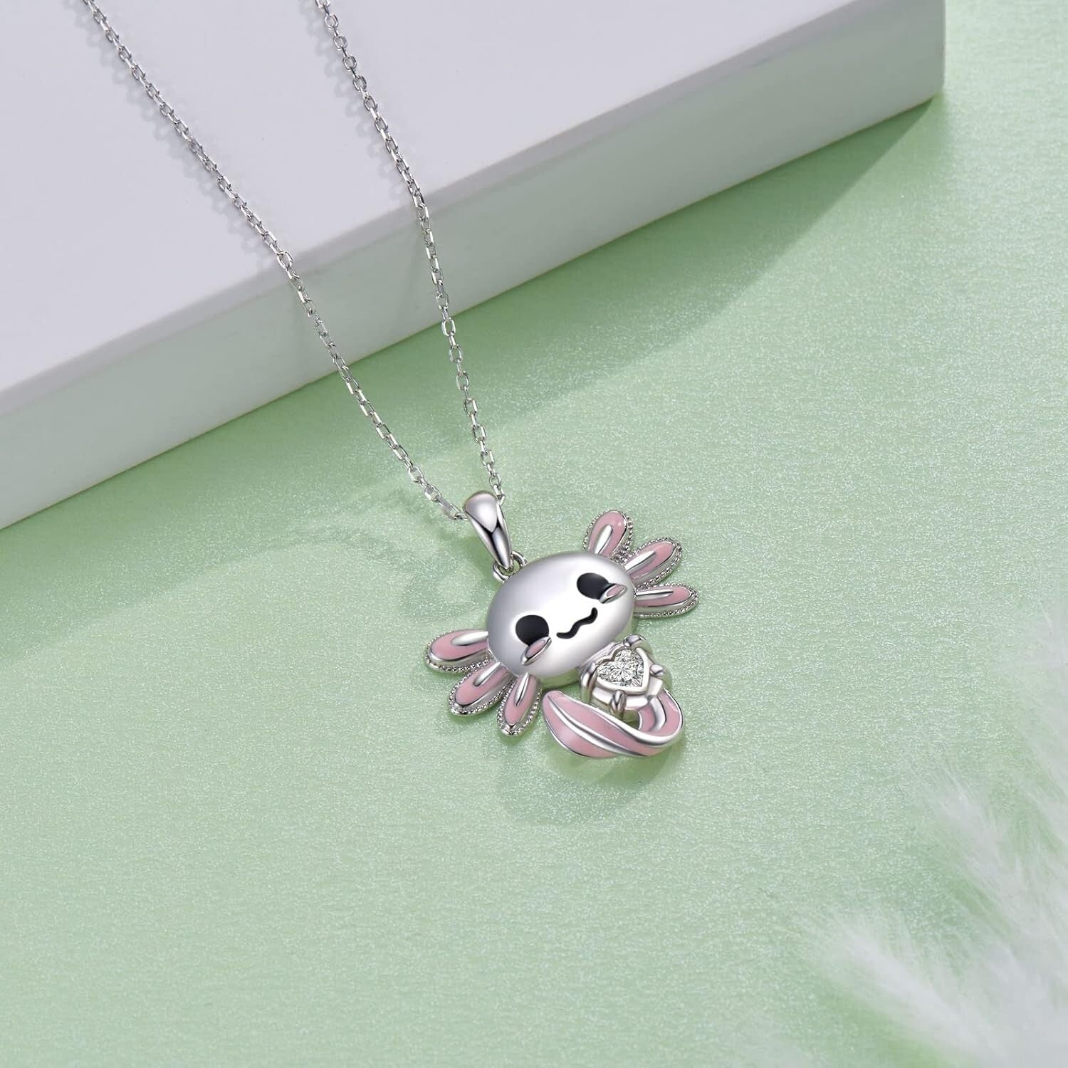 Delicate Axolotl Necklace in 925 Sterling Silver - Perfect Gift for Any Occasion