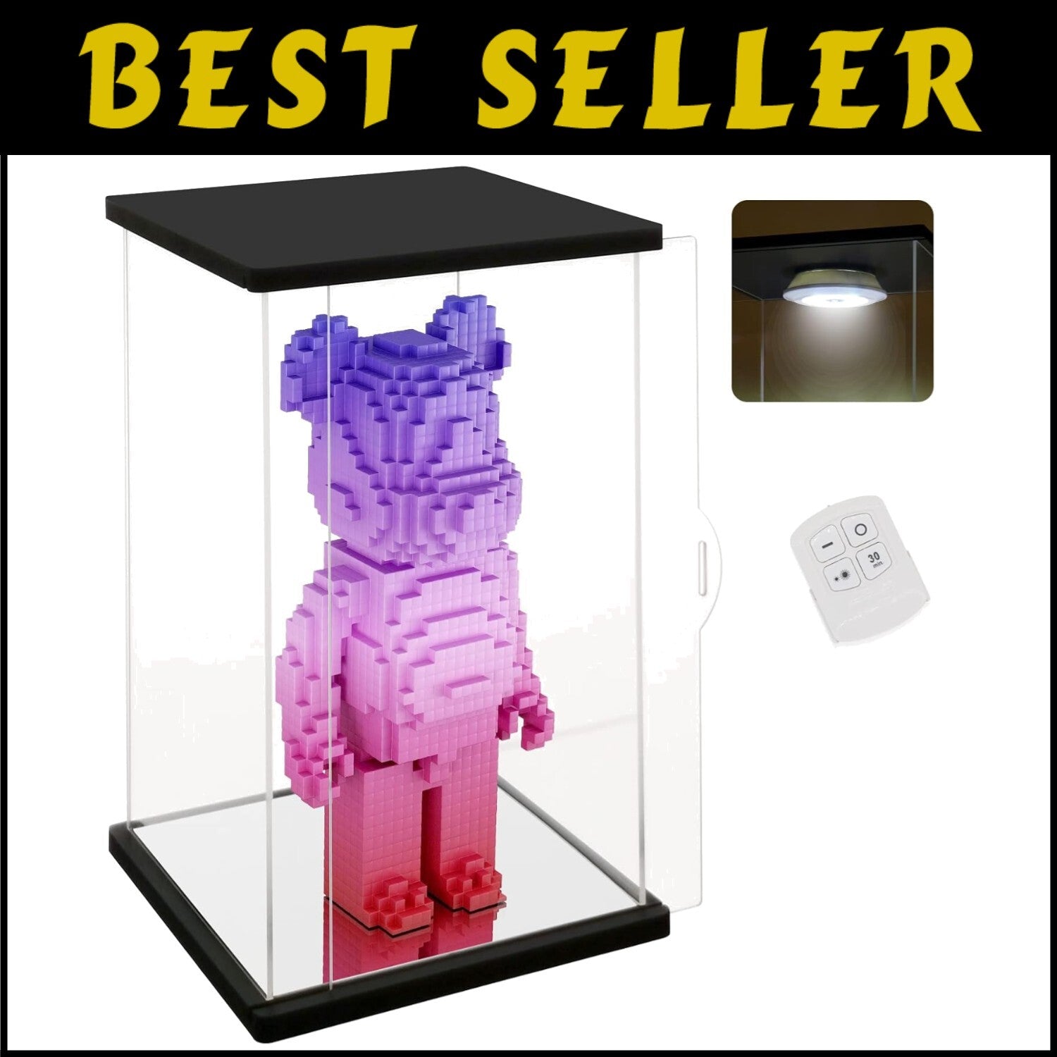 Clear Acrylic Display Case with Remote Control Light - Perfect for Bearbrick
