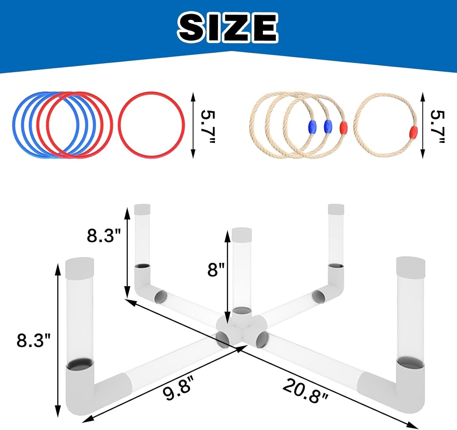 Family-Friendly LED Ring Toss Game - Easy Setup with 10 Piece Set for Play