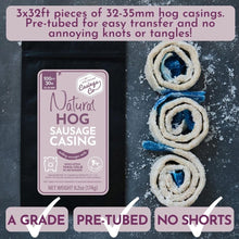 Load image into Gallery viewer, Pre-Tubed 32mm Natural Hog Casings - Ideal for Italian Sausage &amp; Chorizo Making