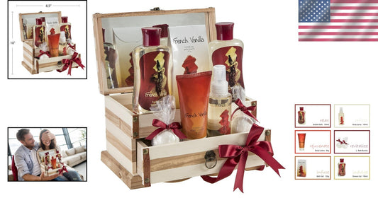 Elegant Wooden Jewelry Box with Vanilla Bath Products – Ideal for All Occasions