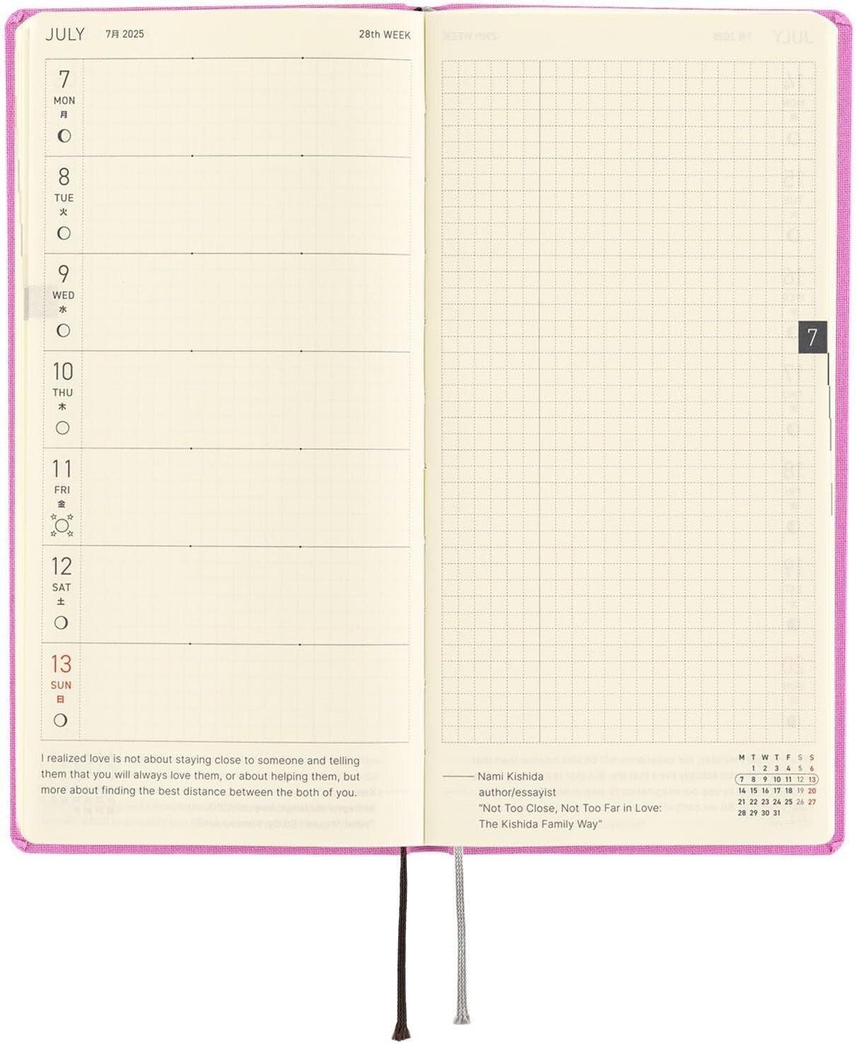 Stylish 2025 Hobonichi Techo MEGA Weekly Planner - Portable Sweet Purple Design
