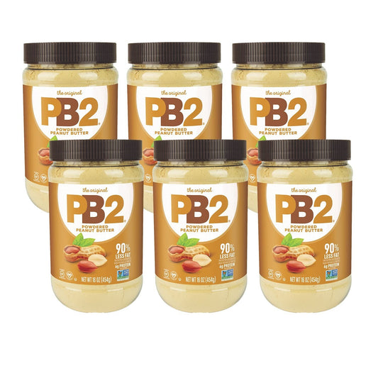 6-Pack Powdered Peanut Butter, 16 oz Jars - Deliciously Low-Calorie & Natural