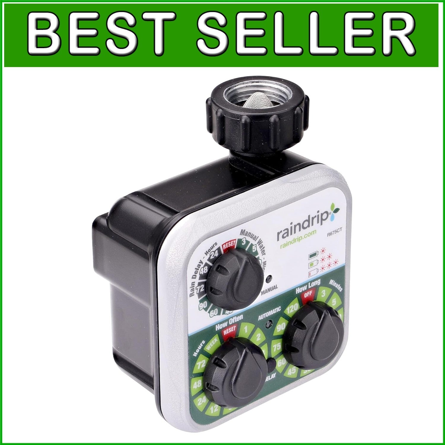 Automatic 3-Dial Sprinkler Timer with Rain Delay for Efficient Drip Irrigation