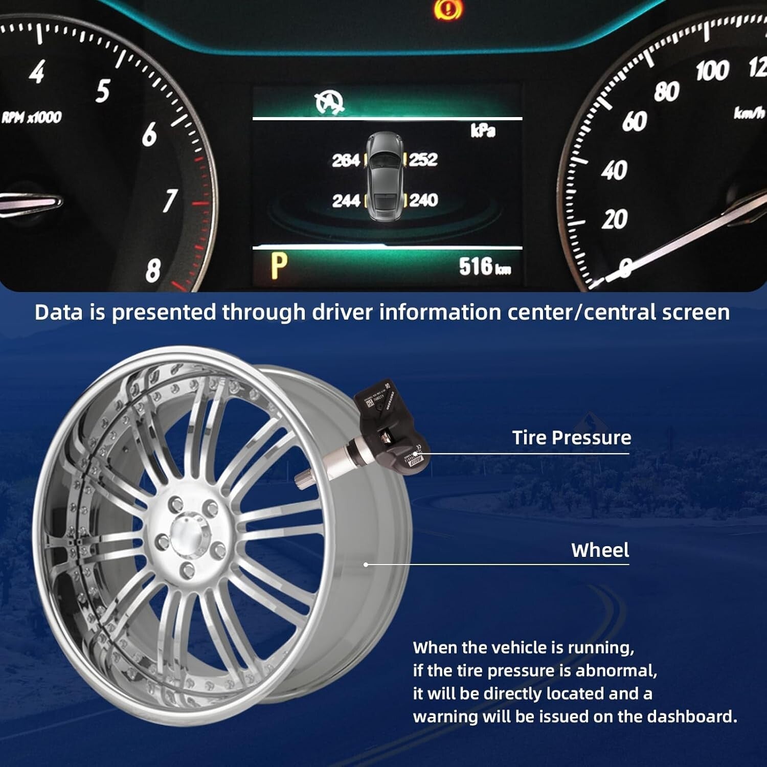433MHz TPMS Sensors (4 Pcs) - Long Battery Life for Accurate Tire Monitoring