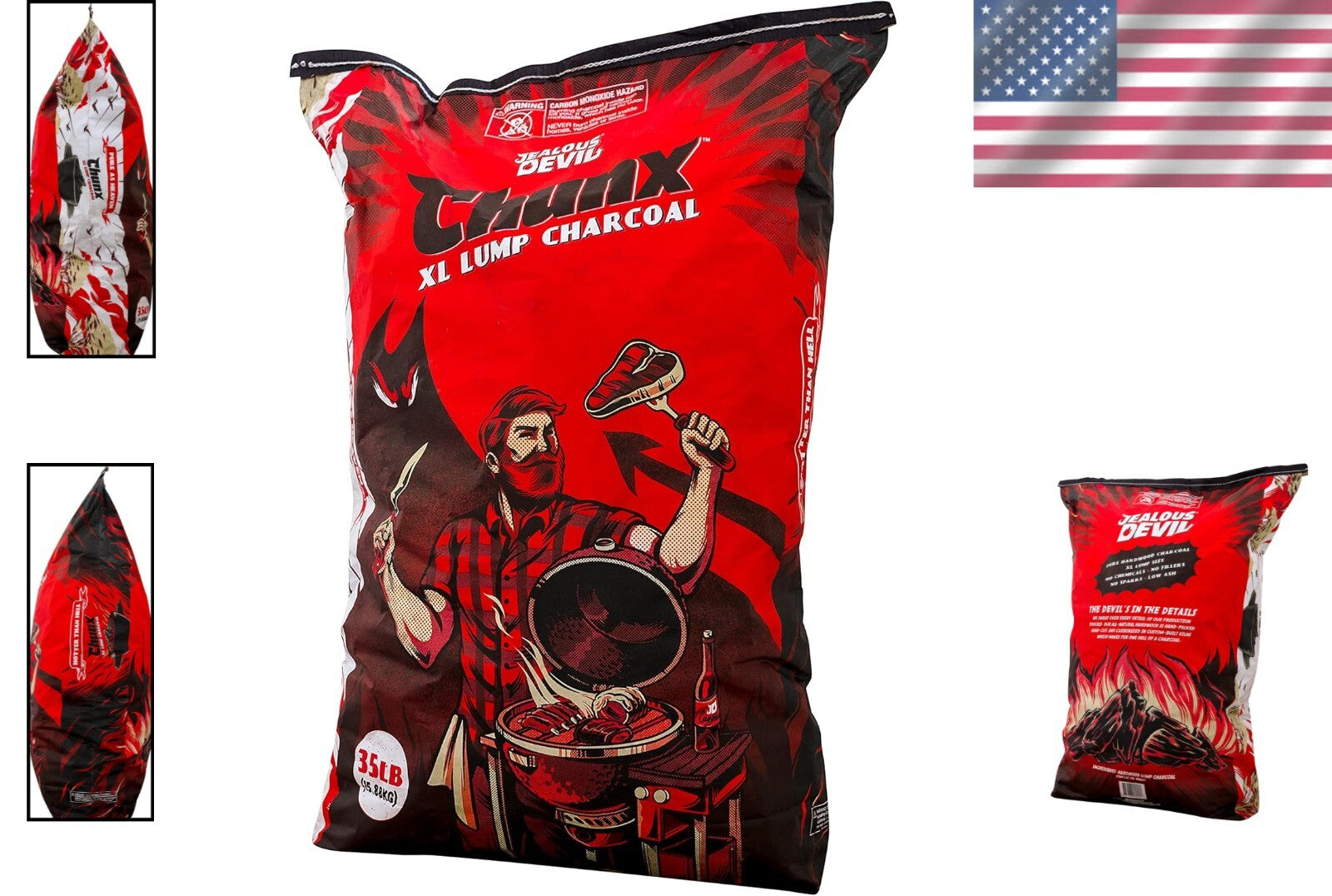 100% Natural Hardwood Lump Charcoal - 35LB Ultra-Dense for Superior Burn