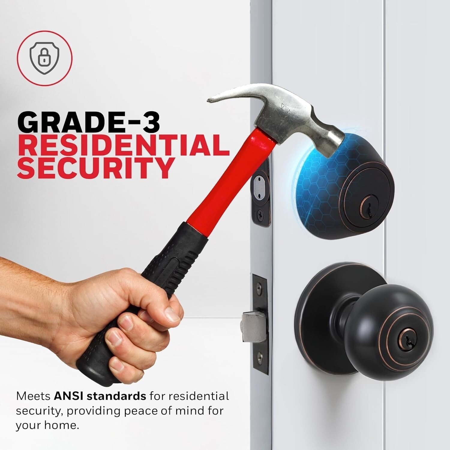 Quick Install 2 Pack Entry Door Knob with Deadbolt - Strong Security Grade-3