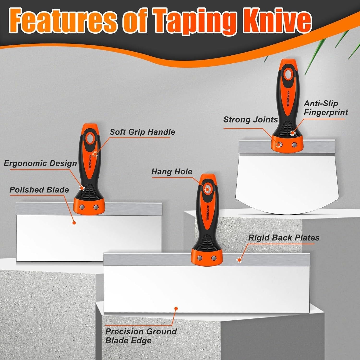 All-in-One 10-Piece Putty Knife & Drywall Scraper Set - Rust-Resistant Tools