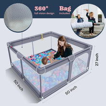 Load image into Gallery viewer, Portable 50” Baby Playpen with Breathable Mesh - Easy Clean &amp; Travel Ready
