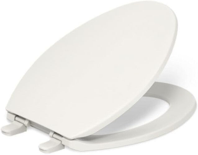 Easy Install Biscuit Quiet-Close Elongated Toilet Seat with Grip-Tight Bumpers