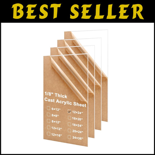 Flexible 4 Pack of 12x24 Clear Acrylic Panels - Ideal for Engraving, Crafting