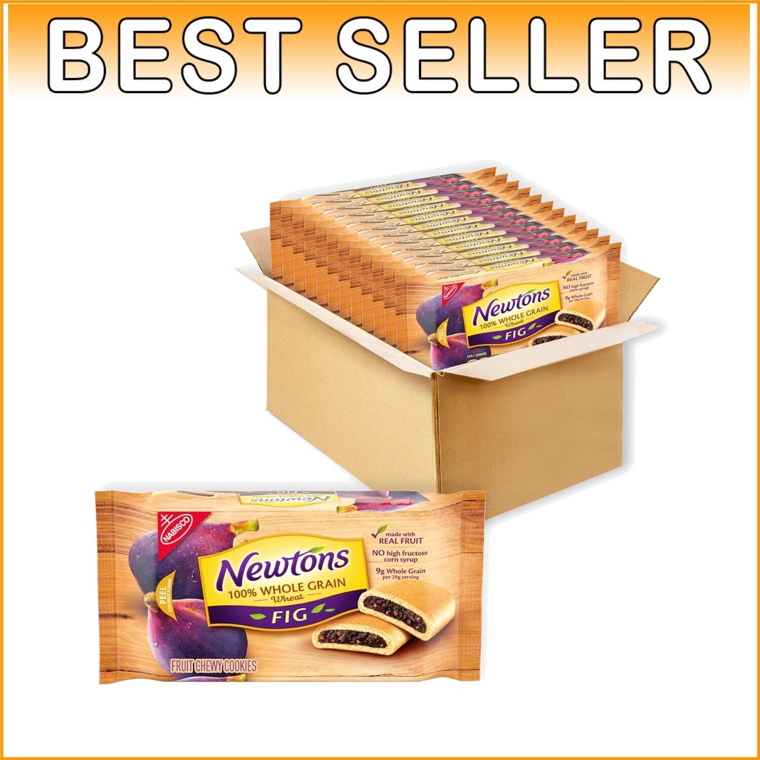 Delicious 12 x 10 oz Packs of Whole Grain Chewy Fig Bars - Kosher Snack