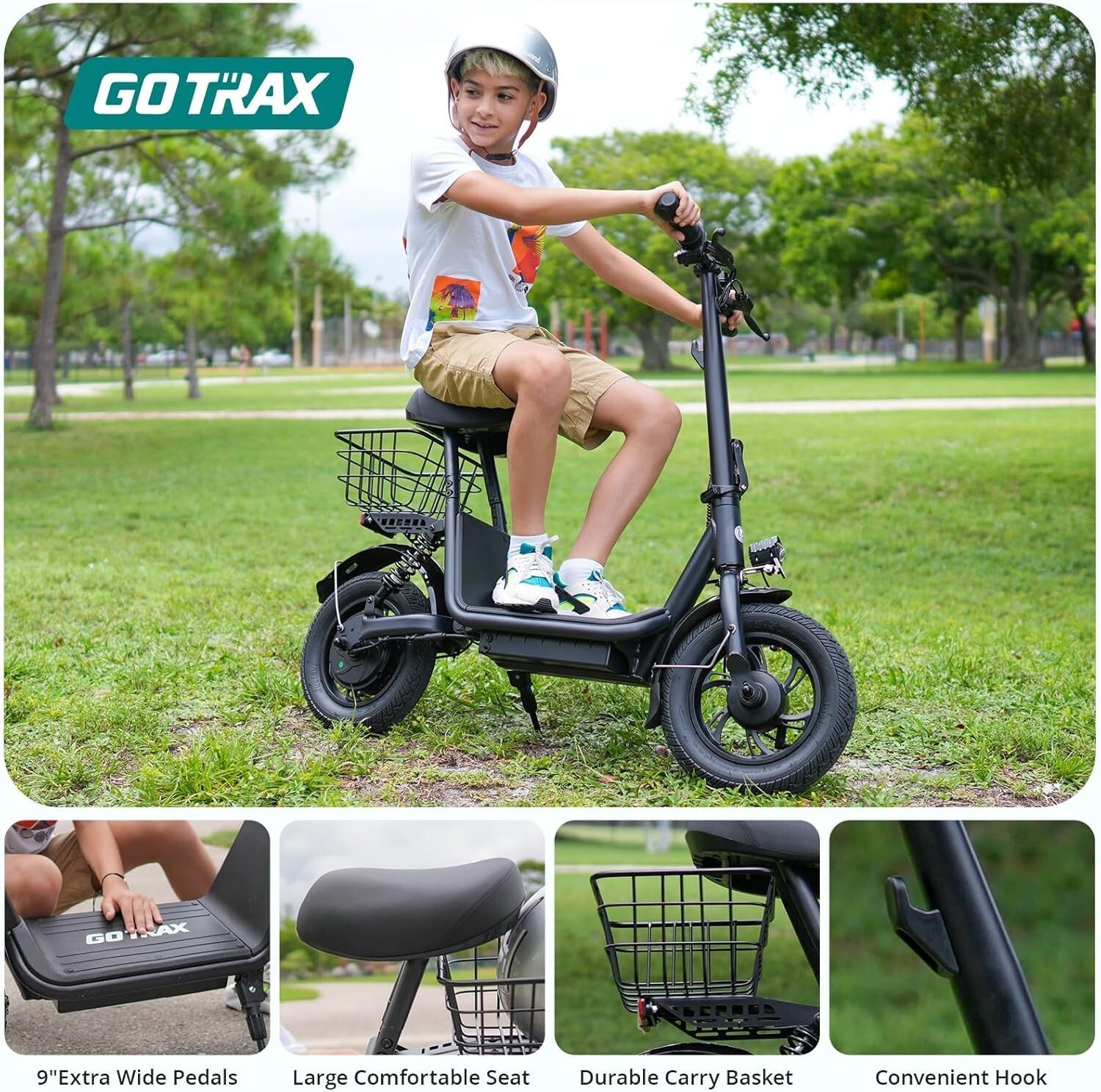 Effortless Commuting: 12" Pneumatic Tire Electric Scooter with Seat for Adults