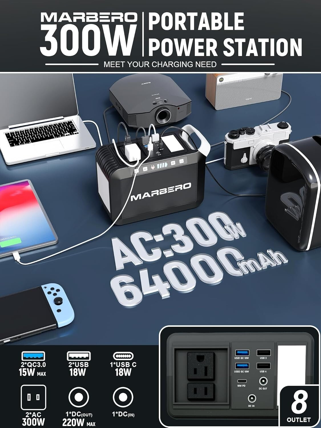 Lightweight 237Wh Mini Generator with LED Light - Perfect for Outdoor Adventures