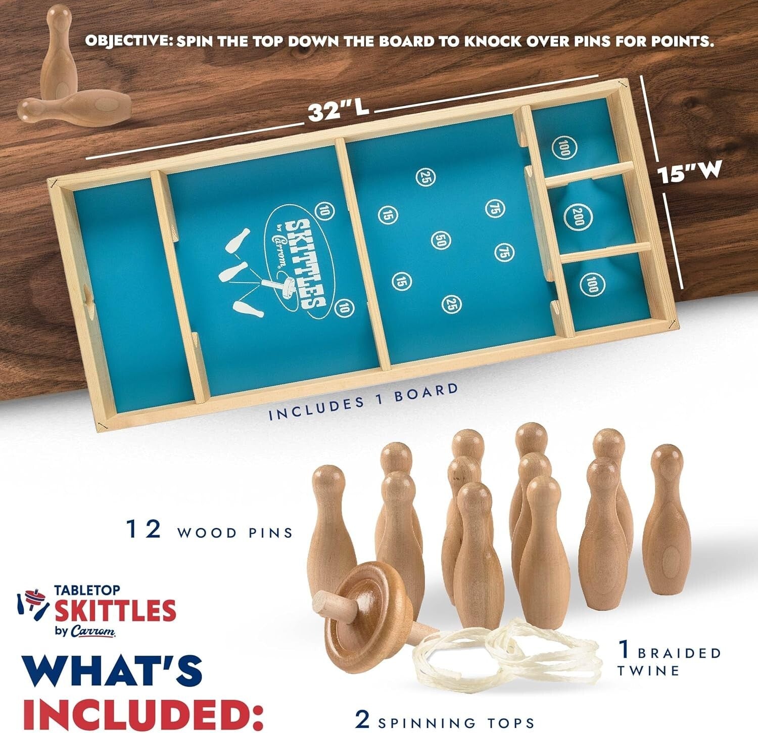 Skittles Game - Large Wooden Board Game for Family Fun Indoors & Outdoors