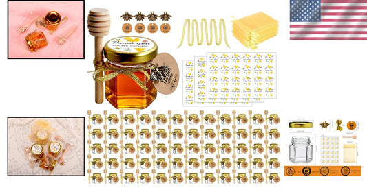 Elegant Mini Honey Jars with Dipper - Perfect Party & Wedding Favors - 60 Pack