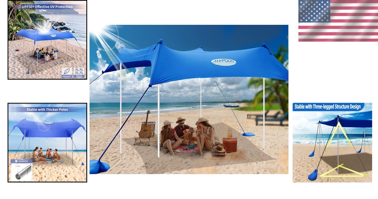 10×10FT Portable Beach Tent with UPF 50+ Sun Protection - Family Outdoor Shelter