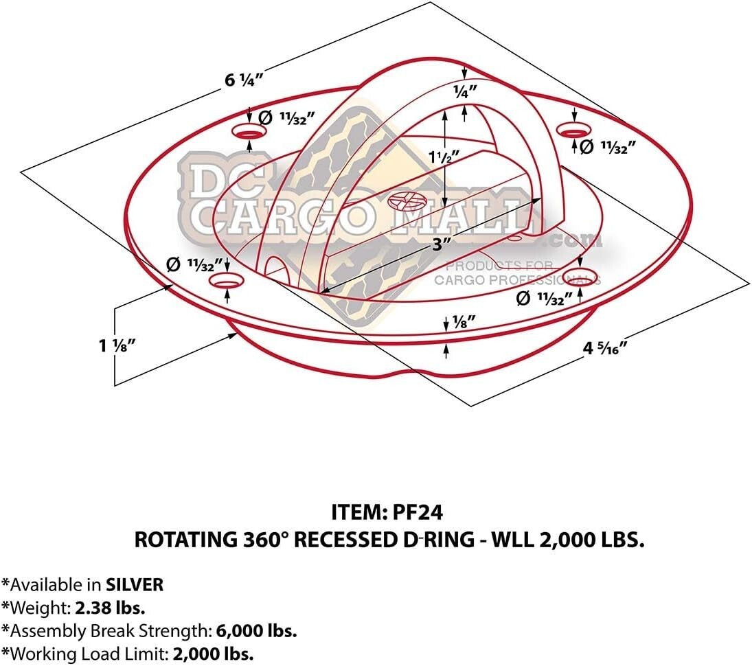 Strong 10 D-Ring Tie-Down Anchors | 1,666 lbs Load Capacity | USA Brand