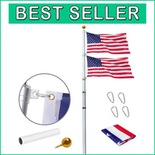 Load image into Gallery viewer, Premium Aluminum Telescopic Flag Pole Kit with American Flag and Ball Top