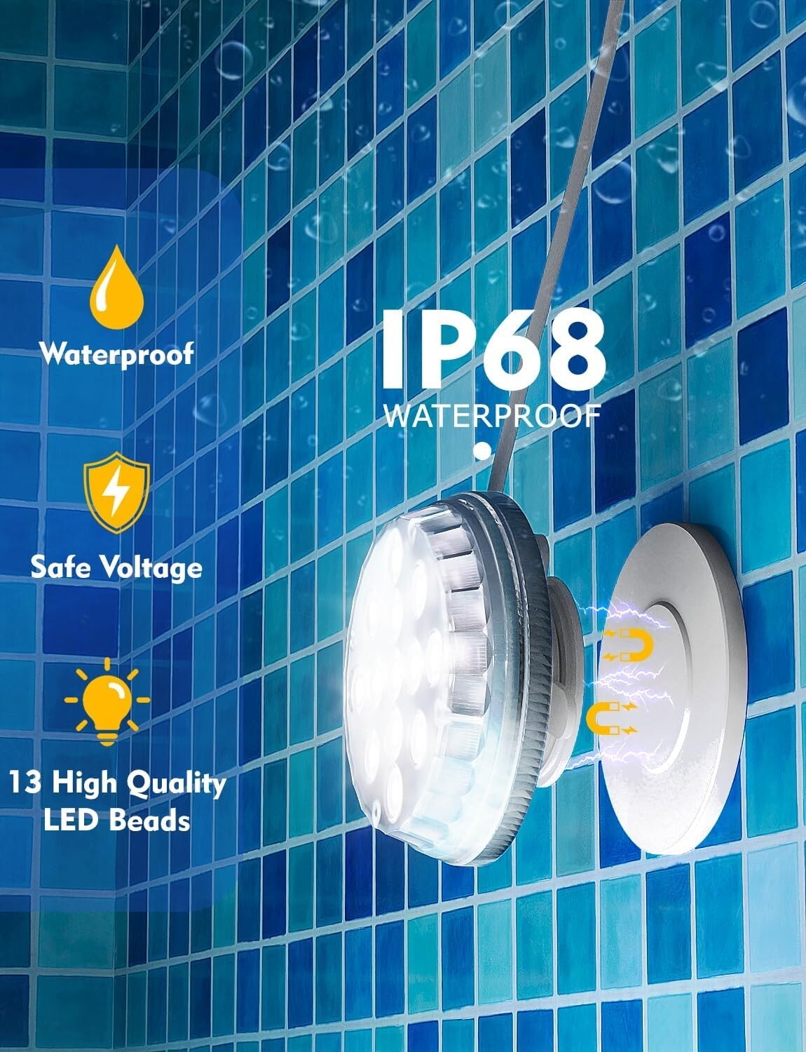 16 Color Changing Solar Pool Lights with Remote - Waterproof LED Lighting 4 Pack