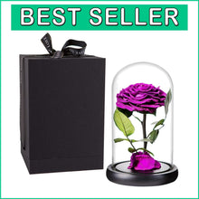 Load image into Gallery viewer, Unique Indoor Decor: Handmade Purple Rose in Glass Dome - Perfect Gift Option
