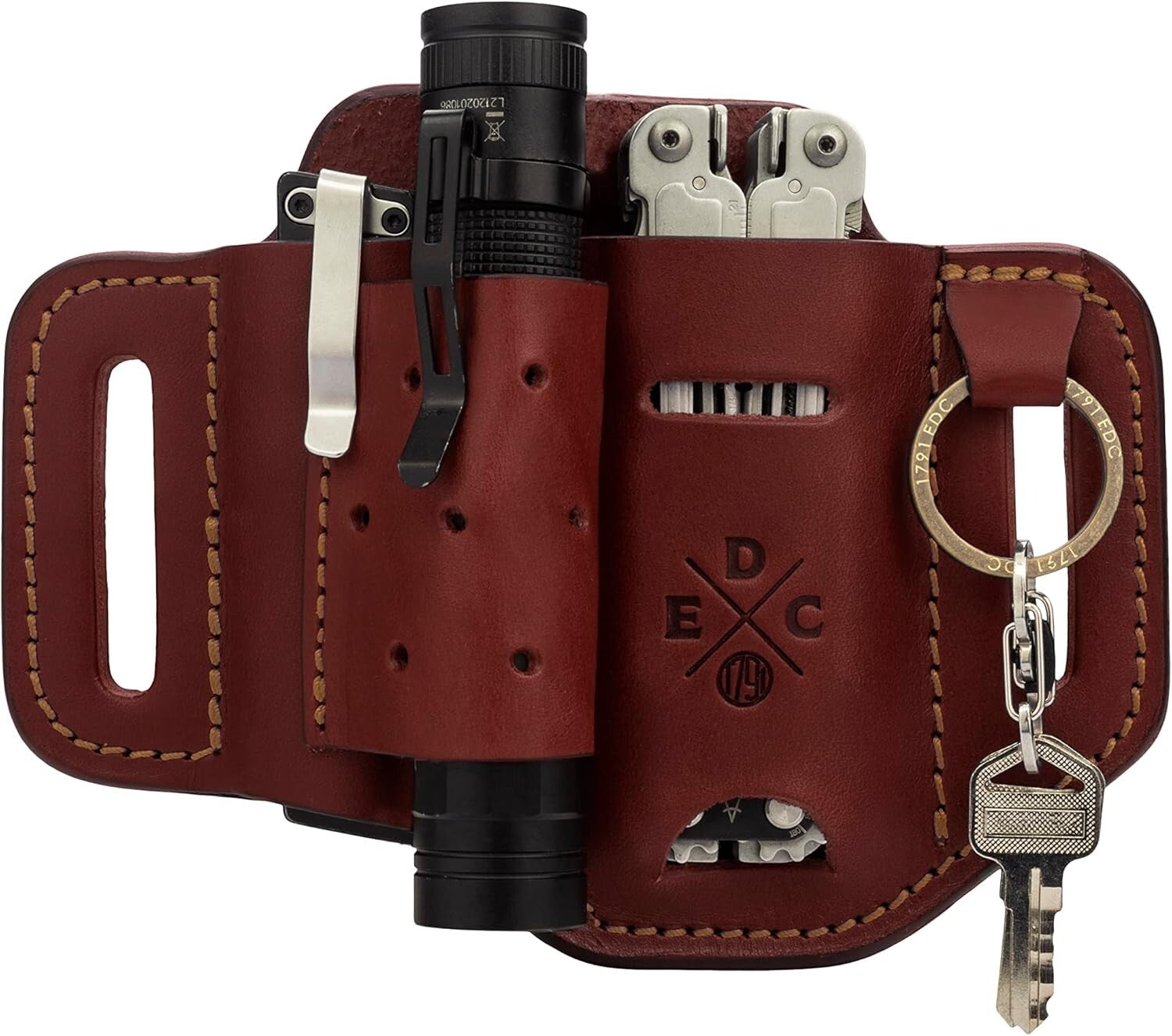 Durable Chestnut Leather Holster for Multitool & Accessories - Lifetime Warranty