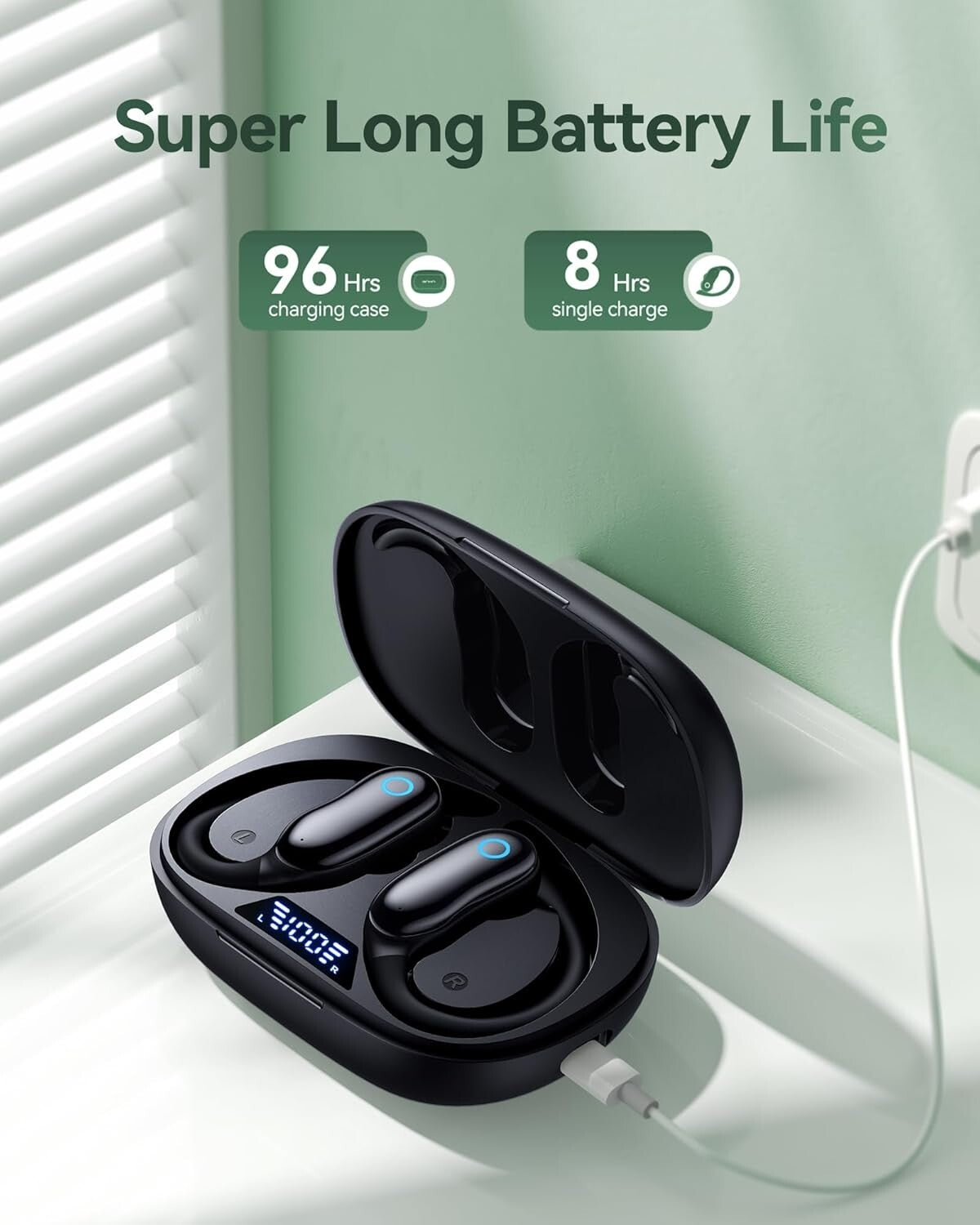 Wireless Waterproof Earbuds with 96 Hours Playback - Perfect for Sports & Gym