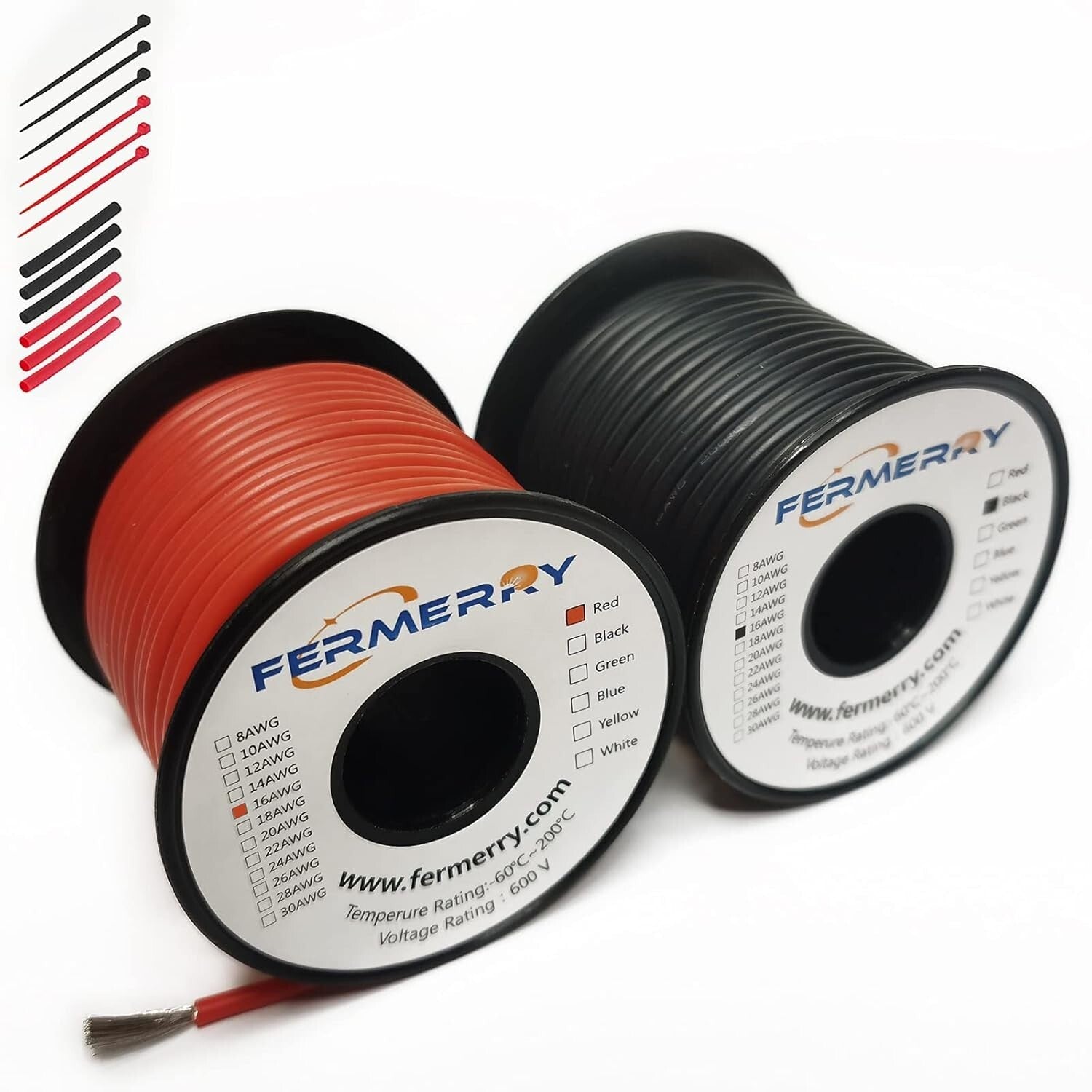 Flexible 16 Gauge Silicone Wire Spool - 100ft Each, Ideal for Electrical Uses