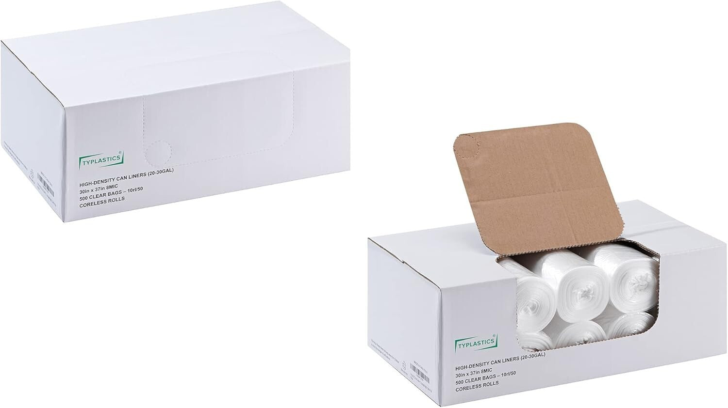 Bulk 20-30 Gallon Clear Trash Bags - 500 High Density & Leak-Proof Liners