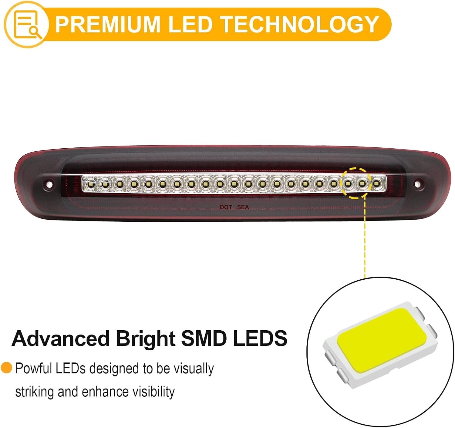 Easy Install LED Third Brake Light with Strobe Function for 2007-2013 Trucks