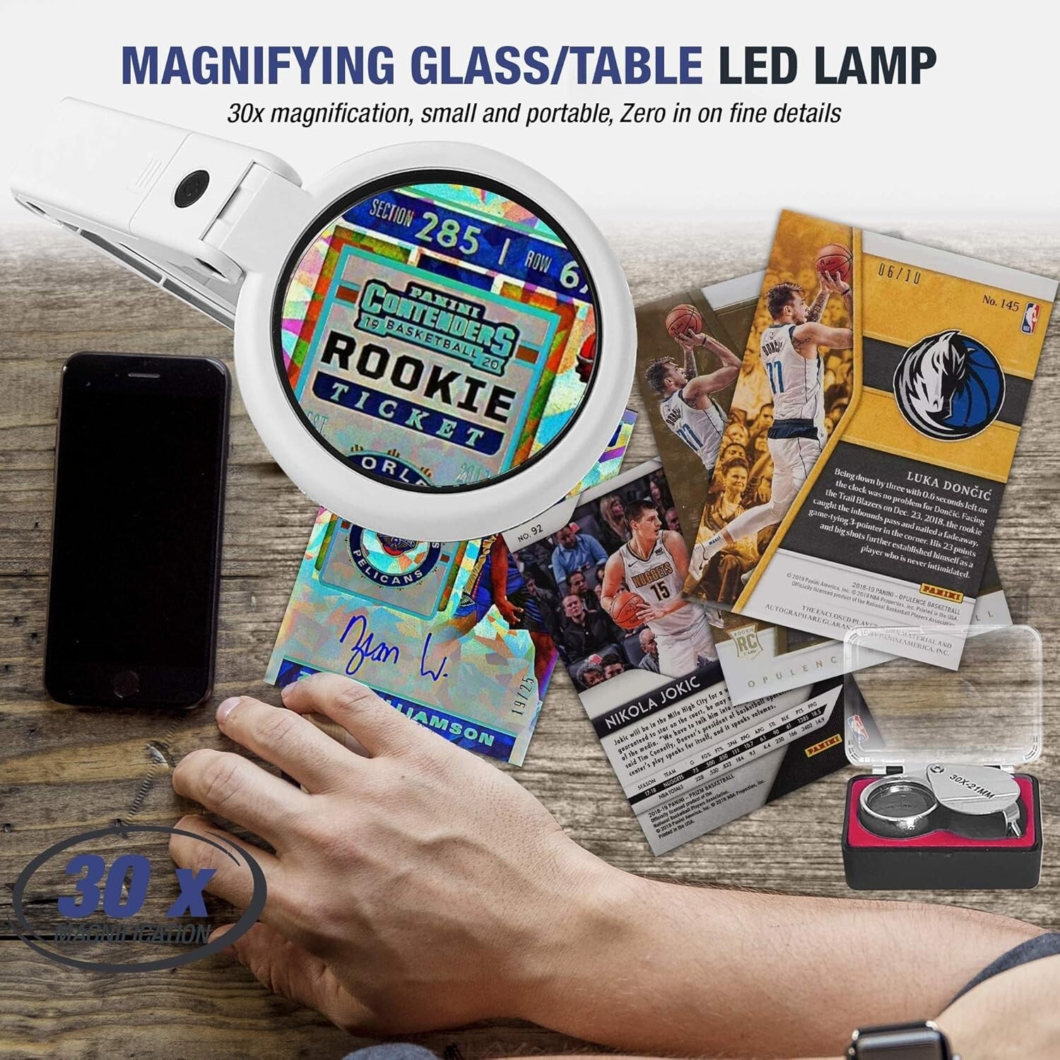 All-Ages Sports Card Grading Kit: Includes LED Lamp, Gloves, and Cleaning Cloths