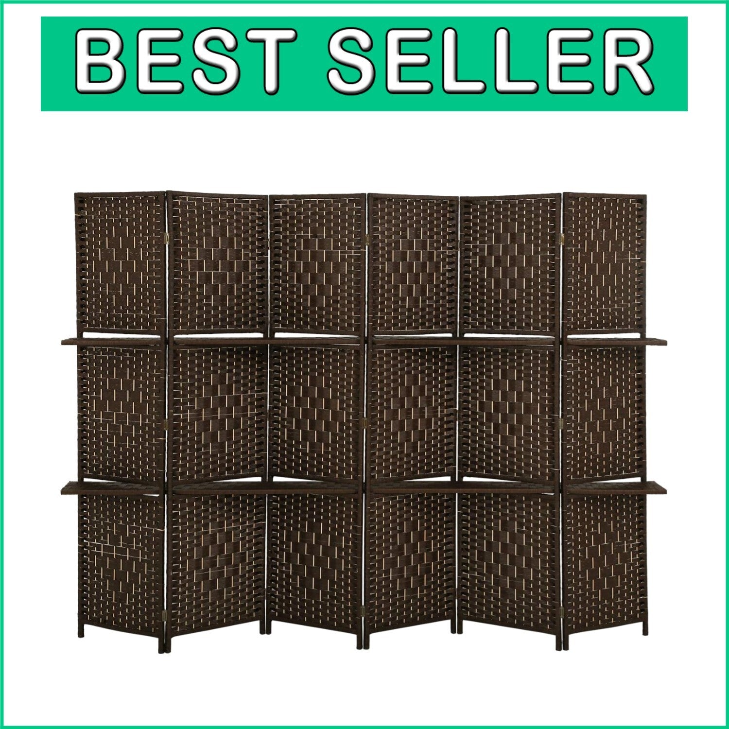 Elegant Brown Room Screen Divider - Foldable Privacy Partition with 6 Panels