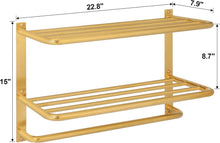 Load image into Gallery viewer, Space-Saving 3-Tier Towel Rack in Brushed Gold - Easy Screw Installation