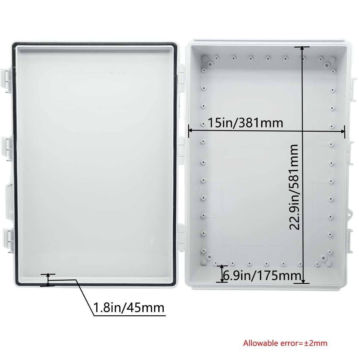 IP65 Waterproof Junction Box - Durable ABS Plastic Outdoor Enclosure 23.6 x 15.7
