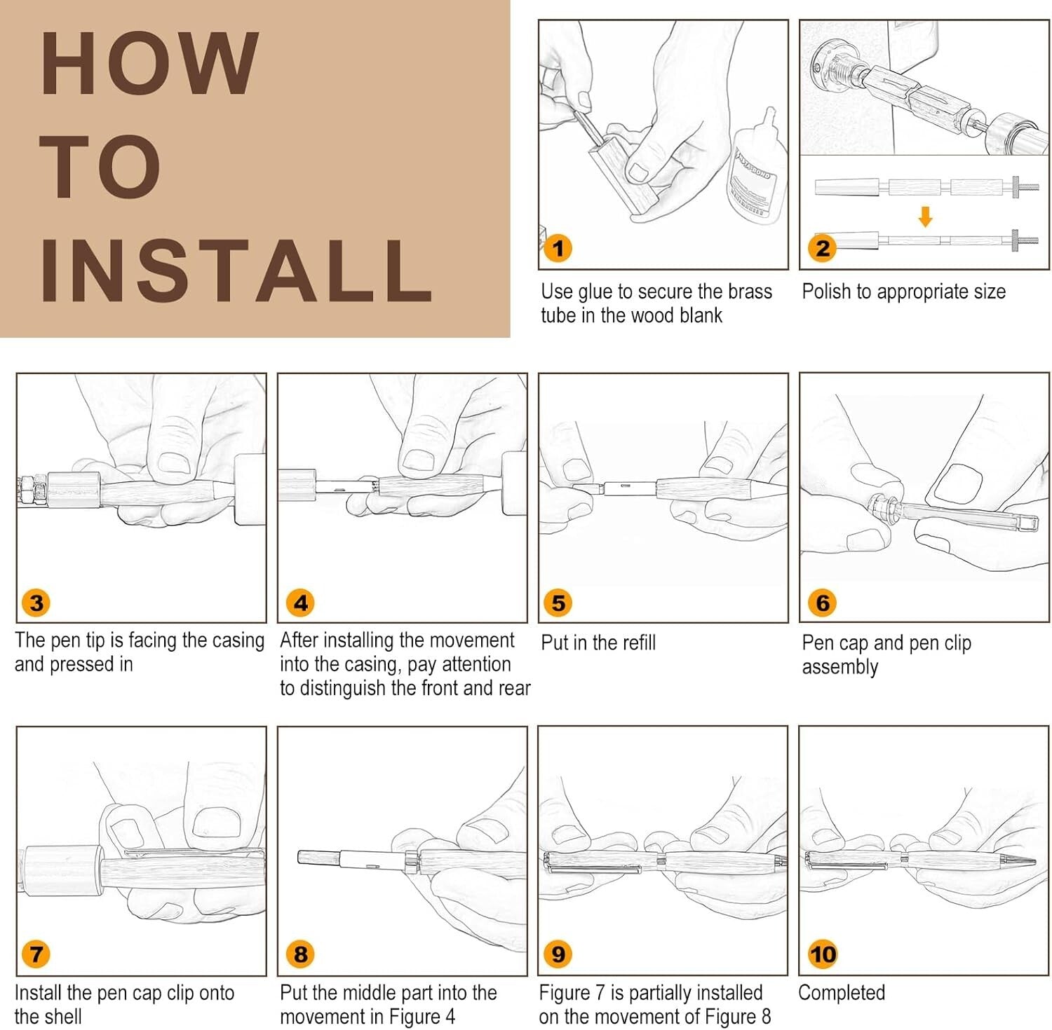 DIY Wood Turning Pen Kit - 30 Pcs in Black, Silver, Gold for Personalized Gifts