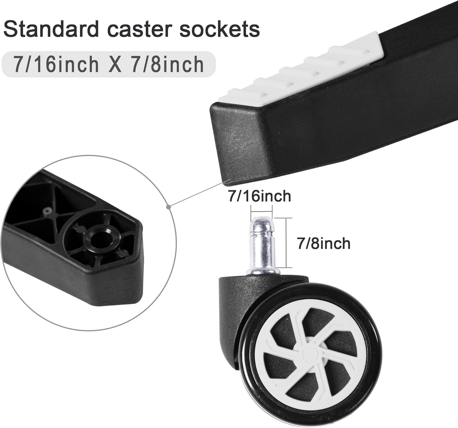 Durable 28-Inch Nylon Replacement Base with Smooth Glide Casters for Chairs