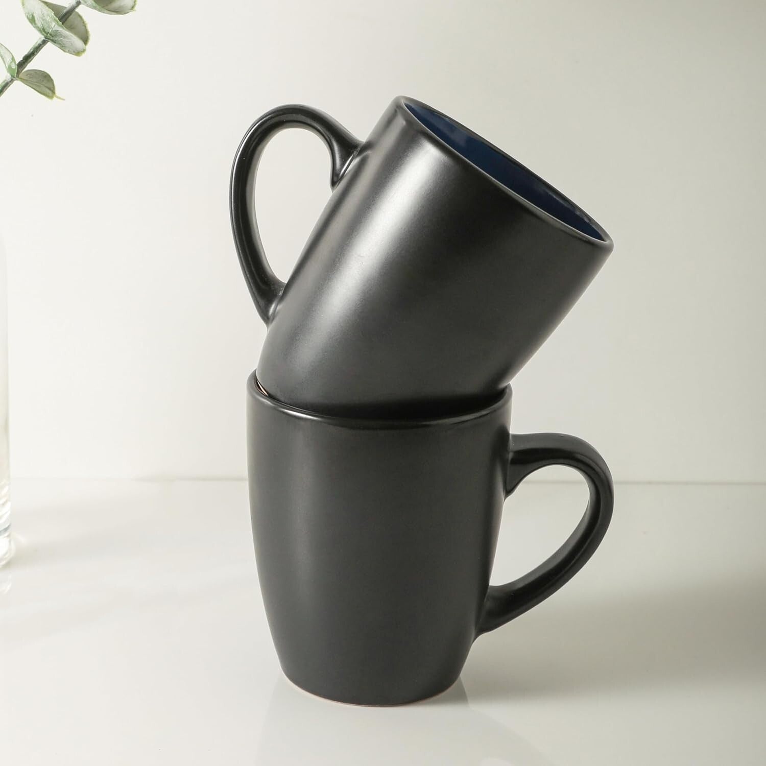 Albie 16-Piece Modern Blue and Black Stoneware Dinnerware for Stylish Dining